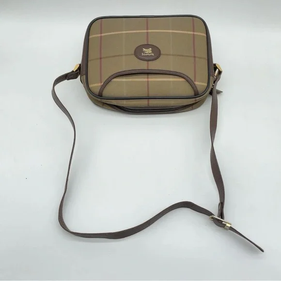 Vintage Burberrys Nova Check Crossbody Shoulder Bag Brown Leather Trim Canvas - Picture 4 of 8